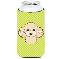 Checkerboard Lime Green Buff Poodle Tall Boy Beverage Insulator Hugger BB1320TBC