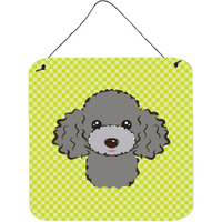 "Caroline's Treasures Lime Green Silver Gray Poodle Aluminium Metal Wall or Door Hanging Prints, 6 x 6"""