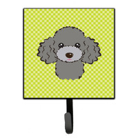 "Caroline's Treasures BB1321SH4 Checkerboard Lime Green Silver Gray Poodle Leash or Key Holder, Small, Multicolor"