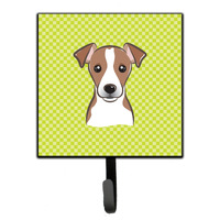 "Caroline's Treasures BB1322SH4 Checkerboard Lime Green Jack Russell Terrier Leash or Key Holder, Small, Multicolor"