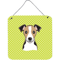 "Caroline's Treasures Lime Green Jack Russell Terrier Aluminium Metal Wall or Door Hanging Prints, 6 x 6"""