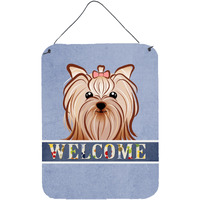 "Caroline's Treasures BB1390DS1216 Yorkie Yorkshire Terrier Welcome Wall or Door Hanging Prints, 16 x 12"", Multicolor"