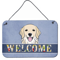 "Caroline's Treasures BB1391DS812 Golden Retriever Welcome Wall or Door Hanging Prints, 8 x 12"", Multicolor"