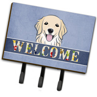 "Caroline's Treasures BB1391TH68 Golden Retriever Welcome Leash or Key Holder, Large, Multicolor"