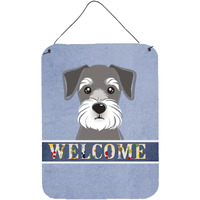 "Caroline's Treasures BB1392DS1216 Schnauzer Welcome Wall or Door Hanging Prints, 16 x 12"", Multicolor"