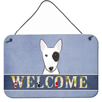 "Caroline's Treasures BB1395DS812 Bull Terrier Welcome Wall or Door Hanging Prints, 8 x 12"", Multicolor"