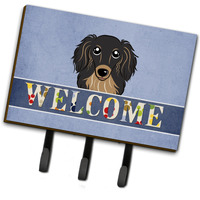 "Caroline's Treasures BB1399TH68 Longhair Black and Tan Dachshund Welcome Leash or Key Holder, Large, Multicolor"