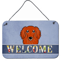 "Caroline's Treasures BB1400DS812 Longhair Red Dachshund Welcome Wall or Door Hanging Prints, 8 x 12"", Multicolor"