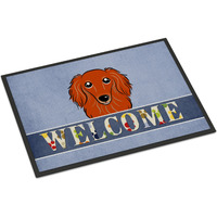 "Caroline's Treasures BB1400MAT Longhair Red Dachshund Welcome Indoor or Outdoor Mat, 18 x 27"", Multicolor"