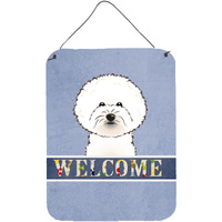 "Caroline's Treasures BB1403DS1216 Bichon Frise Welcome Wall or Door Hanging Prints, 16 x 12"", Multicolor"