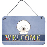 "Caroline's Treasures BB1403DS812 Bichon Frise Welcome Wall or Door Hanging Prints, 8 x 12"", Multicolor"