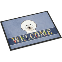 "Caroline's Treasures BB1403MAT Bichon Frise Welcome Indoor or Outdoor Mat, 18 x 27"", Multicolor"