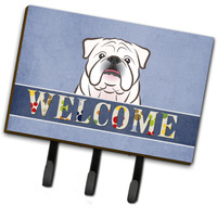 "Caroline's Treasures BB1406TH68 White English Bulldog Welcome Leash or Key Holder, Large, Multicolor"