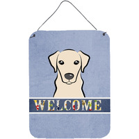 "Caroline's Treasures BB1408DS1216 Yellow Labrador Welcome Wall or Door Hanging Prints, 16 x 12"", Multicolor"