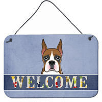 "Caroline's Treasures BB1409DS812 Boxer Welcome Wall or Door Hanging Prints, 8 x 12"", Multicolor"