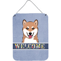"Caroline's Treasures BB1411DS1216 Shiba Inu Welcome Wall or Door Hanging Prints, 16 x 12"", Multicolor"