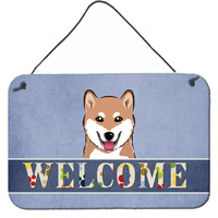 "Caroline's Treasures BB1411DS812 Shiba Inu Welcome Wall or Door Hanging Prints, 8 x 12"", Multicolor"