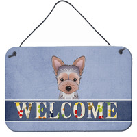 "Caroline's Treasures BB1418DS812 Yorkie Puppy Welcome Wall or Door Hanging Prints, 8 x 12"", Multicolor"
