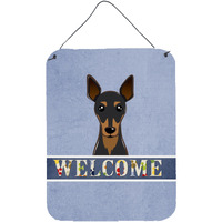 "Caroline's Treasures BB1426DS1216 Min Pin Welcome Wall or Door Hanging Prints, 16 x 12"", Multicolor"