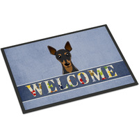 "Caroline's Treasures BB1426JMAT Min Pin Welcome Indoor or Outdoor Mat, 24 x 36"", Multicolor"