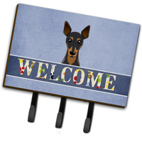 "Caroline's Treasures BB1426TH68 Min Pin Welcome Leash or Key Holder, Large, Multicolor"