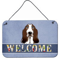 "Caroline's Treasures BB1429DS812 Basset Hound Welcome Wall or Door Hanging Prints, 8 x 12"", Multicolor"