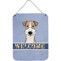"Caroline's Treasures BB1433DS1216 Wire Haired Fox Terrier Welcome Wall or Door Hanging Prints, 16 x 12"", Multicolor"