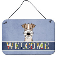 "Caroline's Treasures BB1433DS812 Wire Haired Fox Terrier Welcome Wall or Door Hanging Prints, 8 x 12"", Multicolor"