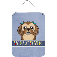 "Caroline's Treasures BB1435DS1216 Chocolate Brown Shih Tzu Welcome Wall or Door Hanging Prints, 16 x 12"", Multicolor"