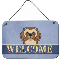"Caroline's Treasures BB1435DS812 Chocolate Brown Shih Tzu Welcome Wall or Door Hanging Prints, 8 x 12"", Multicolor"