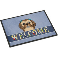 "Caroline's Treasures BB1435JMAT Chocolate Brown Shih Tzu Welcome Indoor or Outdoor Mat, 24 x 36"", Multicolor"