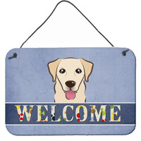 "Caroline's Treasures BB1438DS812 Golden Retriever Welcome Wall or Door Hanging Prints, 8 x 12"", Multicolor"