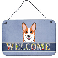 "Caroline's Treasures BB1440DS812 Red Corgi Welcome Wall or Door Hanging Prints, 8 x 12"", Multicolor"