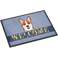 "Caroline's Treasures BB1440JMAT Red Corgi Welcome Indoor or Outdoor Mat, 24 x 36"", Multicolor"