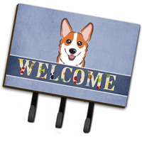 "Caroline's Treasures BB1440TH68 Red Corgi Welcome Leash or Key Holder, Large, Multicolor"