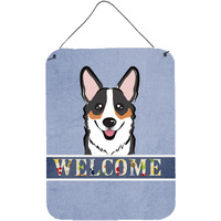 "Caroline's Treasures BB1441DS1216 Tricolor Corgi Welcome Wall or Door Hanging Prints, 16 x 12"", Multicolor"