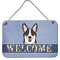 "Caroline's Treasures BB1441DS812 Tricolor Corgi Welcome Wall or Door Hanging Prints, 8 x 12"", Multicolor"
