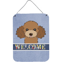 "Caroline's Treasures BB1442DS1216 Chocolate Brown Poodle Welcome Wall or Door Hanging Prints, 16 x 12"", Multicolor"