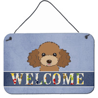 "Caroline's Treasures BB1442DS812 Chocolate Brown Poodle Welcome Wall or Door Hanging Prints, 8 x 12"", Multicolor"