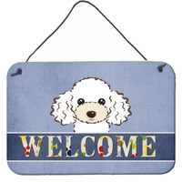 "Caroline's Treasures BB1443DS812 White Poodle Welcome Wall or Door Hanging Prints, 8 x 12"", Multicolor"
