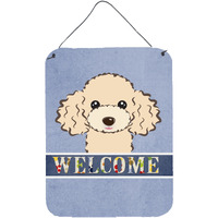 "Caroline's Treasures BB1444DS1216 Buff Poodle Welcome Wall or Door Hanging Prints, 16 x 12"", Multicolor"