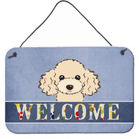 "Caroline's Treasures BB1444DS812 Buff Poodle Welcome Wall or Door Hanging Prints, 8 x 12"", Multicolor"