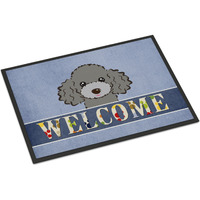 "Caroline's Treasures BB1445MAT Silver Gray Poodle Welcome Indoor or Outdoor Mat, 18 x 27"", Multicolor"