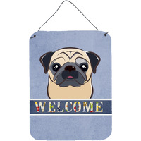 "Caroline's Treasures BB1448DS1216 Fawn Pug Welcome Wall or Door Hanging Prints, 16 x 12"", Multicolor"