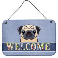 "Caroline's Treasures BB1448DS812 Fawn Pug Welcome Wall or Door Hanging Prints, 8 x 12"", Multicolor"
