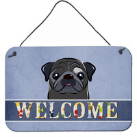 "Caroline's Treasures BB1449DS812 Black Pug Welcome Wall or Door Hanging Prints, 8 x 12"", Multicolor"