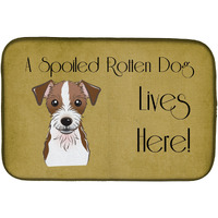 "Caroline's Treasures Jack Russell Terrier Spoiled Dog Lives Here Dish Drying Mat, 14"" x 21"""