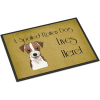 "Caroline's Treasures BB1450JMAT Jack Russell Terrier Spoiled Dog Lives Here Indoor or Outdoor Mat, 24 x 36"", Multicolor"