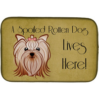 "Caroline's Treasures Yorkie Yorkshire Terrier Spoiled Dog Lives Here Dish Drying Mat, 14"" x 21"""