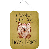 "Caroline's Treasures BB1452DS1216 Yorkie Yorkshire Terrier Spoiled Dog Lives Here Wall or Door Hanging Prints, 16 x 12"", Multicolor"